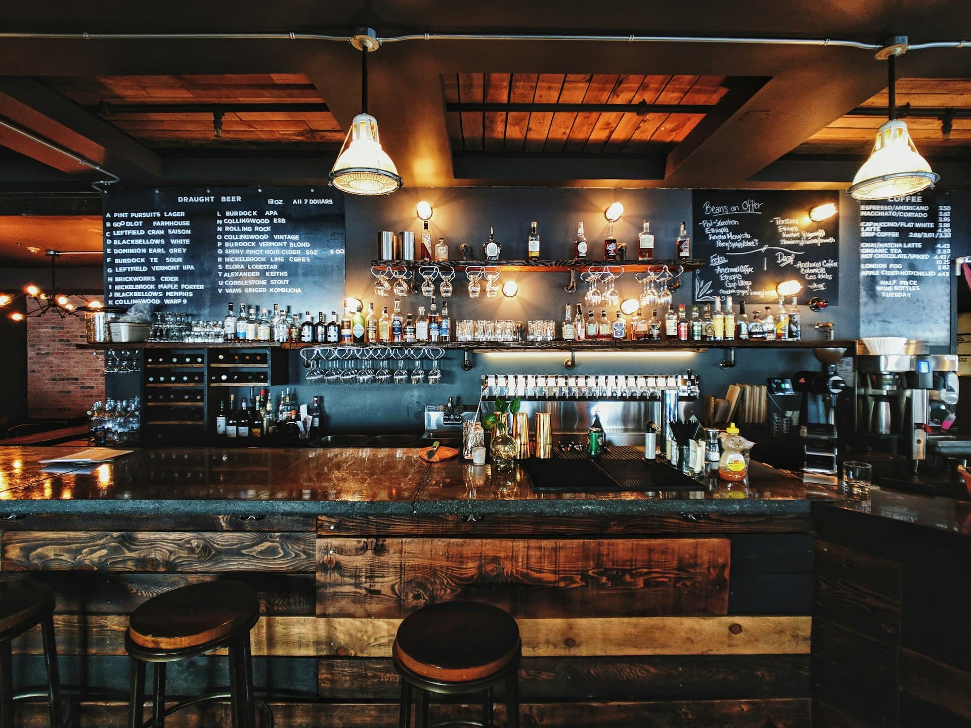Warm bar interior at Why Not? Cafe-bar